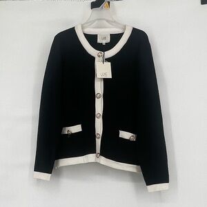 Luxe by tricot nwt nautical gold button cardigan